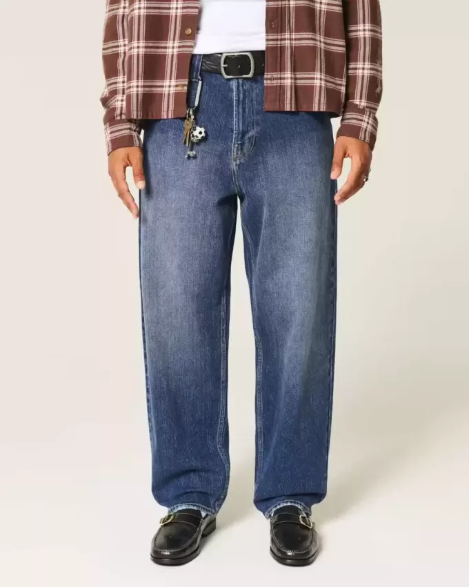 Dunkel verwaschene Skater-Baggy-Jeans Dunkel verwaschene Skater-Baggy-Jeans