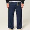 Dunkel verwaschene Skater-Baggy-Jeans