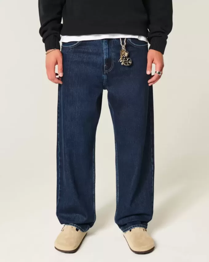 Dunkel verwaschene Skater-Baggy-Jeans