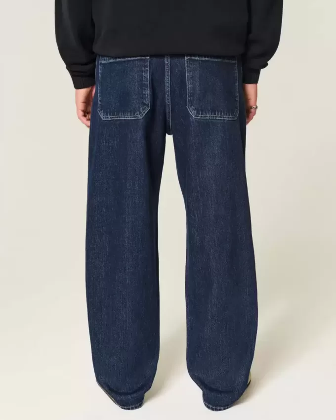 Dunkel verwaschene Skater-Baggy-Jeans