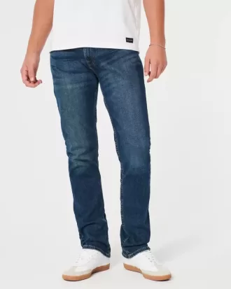 Dunkel verwaschene Slim Straight Jeans