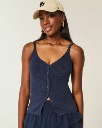 Durchgeknöpftes Pullover-Tanktop