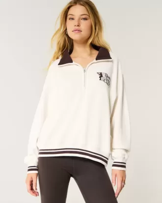 Easy Boston Tennis Club – Grafik-Sweatshirt mit halbem Reißverschluss