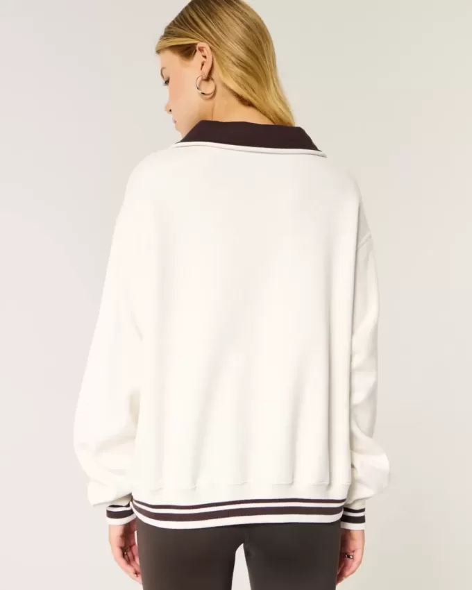 Easy Boston Tennis Club – Grafik-Sweatshirt mit halbem Reißverschluss Easy Boston Tennis Club – Grafik-Sweatshirt mit halbem Reißverschluss