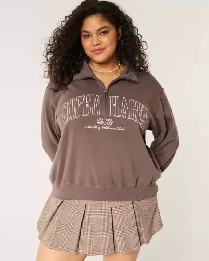 Easy Copenhagen – Sweatshirt mit Grafik und halbem Reißverschluss Easy Copenhagen – Sweatshirt mit Grafik und halbem Reißverschluss