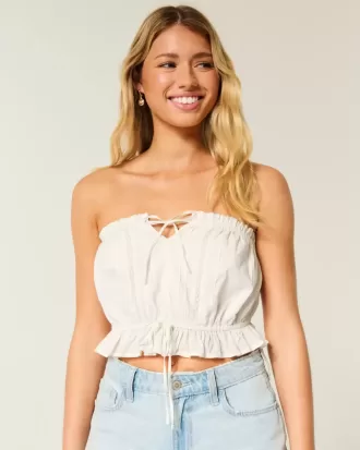 Easy Crop-Trägerloses Tube-Top mit Spitzeneinsatz