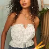 Easy Crop-Trägerloses Tube-Top mit Spitzeneinsatz Easy Crop-Trägerloses Tube-Top mit Spitzeneinsatz