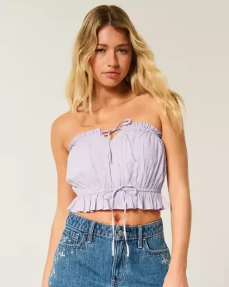 Easy Crop-Trägerloses Tube-Top mit Spitzeneinsatz