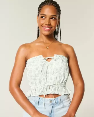 Easy Crop-Trägerloses Tube-Top mit Spitzeneinsatz