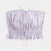 Easy Crop-Trägerloses Tube-Top mit Spitzeneinsatz Easy Crop-Trägerloses Tube-Top mit Spitzeneinsatz