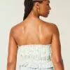 Easy Crop-Trägerloses Tube-Top mit Spitzeneinsatz Easy Crop-Trägerloses Tube-Top mit Spitzeneinsatz