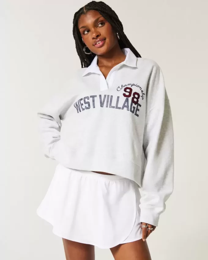 Easy Fleece West Village Rugby-Poloshirt mit Grafik Easy Fleece West Village Rugby-Poloshirt mit Grafik