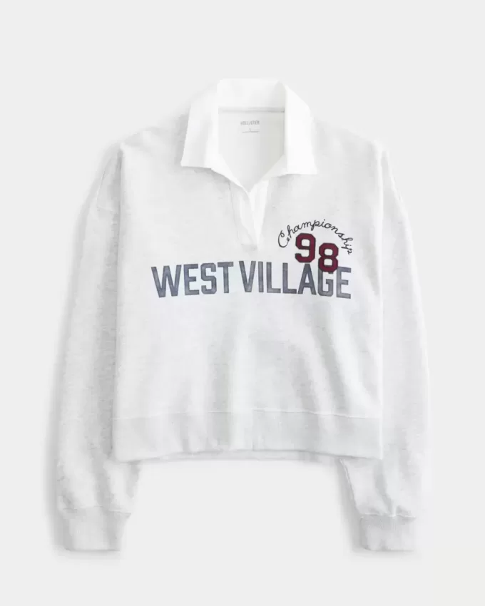 Easy Fleece West Village Rugby-Poloshirt mit Grafik Easy Fleece West Village Rugby-Poloshirt mit Grafik