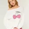 Easy Heart Graphic Off-the-Shoulder-Pullover Easy Heart Graphic Off-the-Shoulder-Pullover