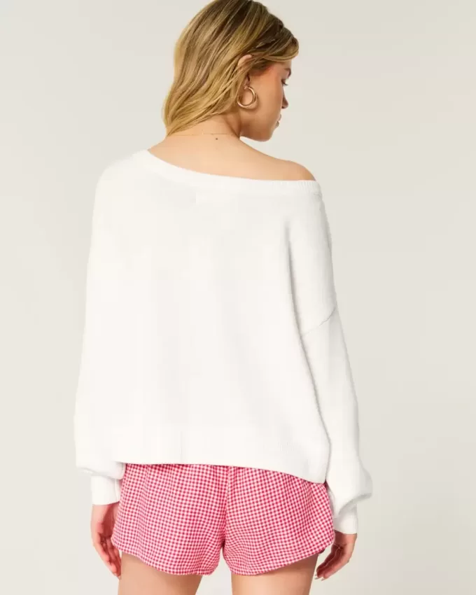 Easy Heart Graphic Off-the-Shoulder-Pullover Easy Heart Graphic Off-the-Shoulder-Pullover