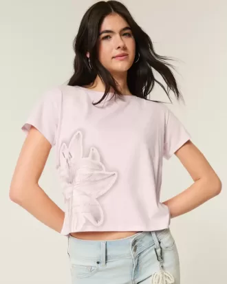 Easy Ribbon T-Shirt mit Blumengrafik und Bindeband am Rücken