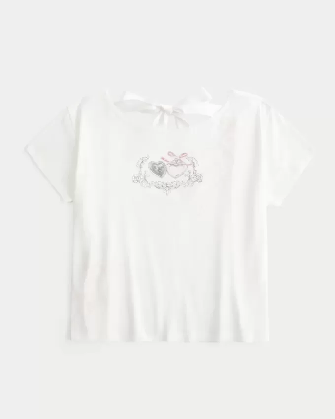 Easy Ribbon T-Shirt mit Herz-Grafik und Bindeband Easy Ribbon T-Shirt mit Herz-Grafik und Bindeband