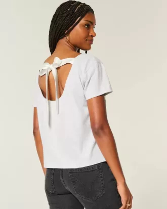 Easy Ribbon Tie-Back T-Shirt mit New York-Grafik