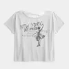 Easy Ribbon Tie-Back T-Shirt mit New York-Grafik Easy Ribbon Tie-Back T-Shirt mit New York-Grafik
