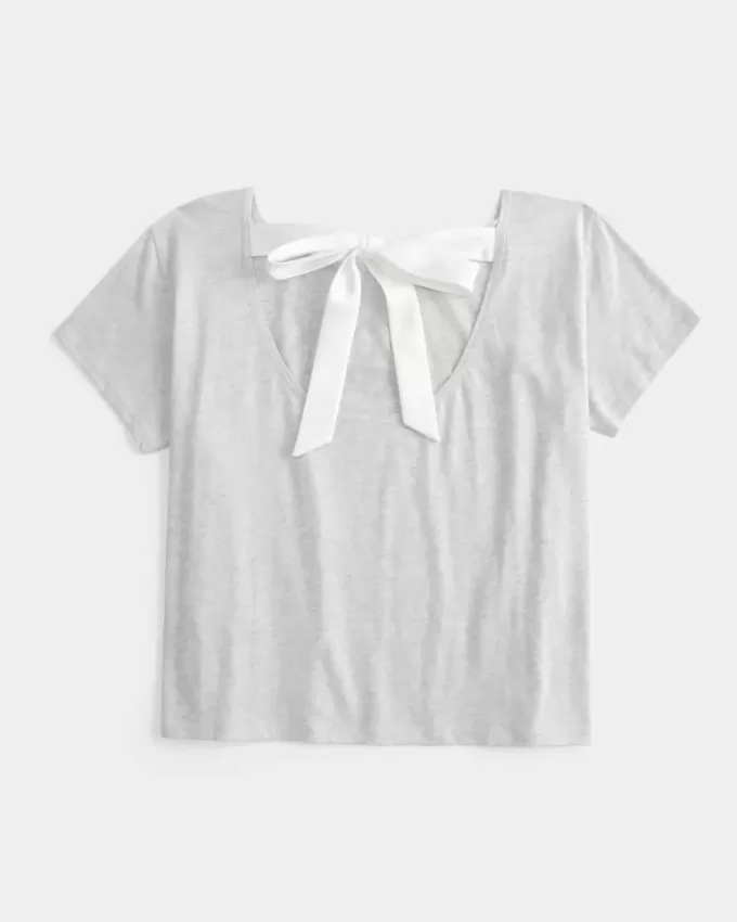 Easy Ribbon Tie-Back T-Shirt mit New York-Grafik Easy Ribbon Tie-Back T-Shirt mit New York-Grafik