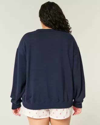 Easy Rundhals-Sweatshirt mit amerikanischer Flaggengrafik