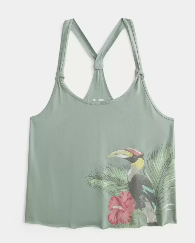 Easy Trend Drop Tanktop mit tropischer Vogelgrafik Easy Trend Drop Tanktop mit tropischer Vogelgrafik