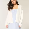 Einfacher Cardigan mit Spitzenärmeln und ohne Verschluss