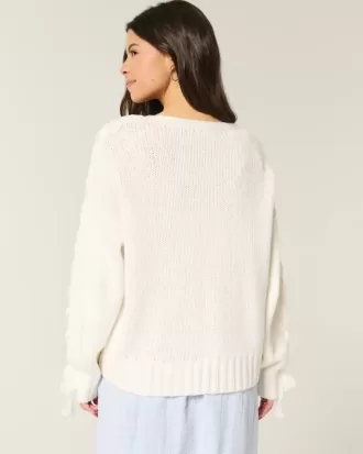 Einfacher Cardigan mit Spitzenärmeln und ohne Verschluss