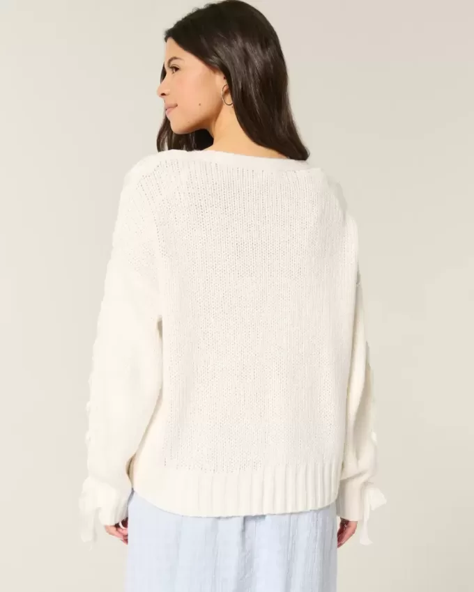 Einfacher Cardigan mit Spitzenärmeln und ohne Verschluss