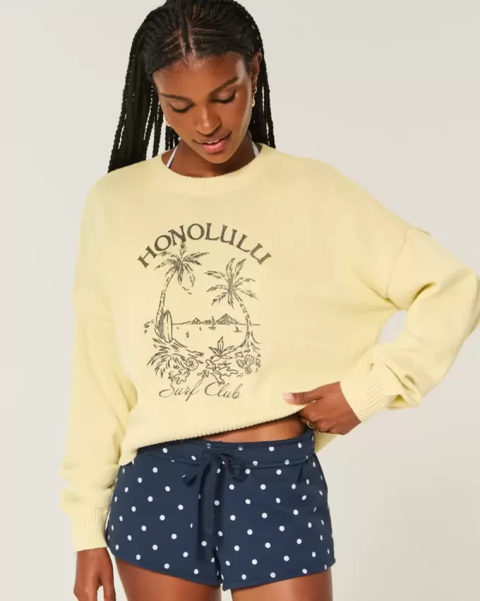 Einfacher Honolulu Graphic Crew Sweater