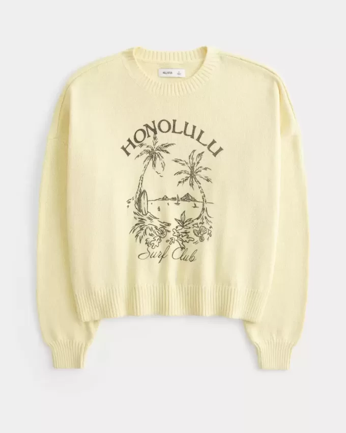Einfacher Honolulu Graphic Crew Sweater