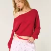 Einfacher schulterfreier Pullover mit Herzmuster Einfacher schulterfreier Pullover mit Herzmuster