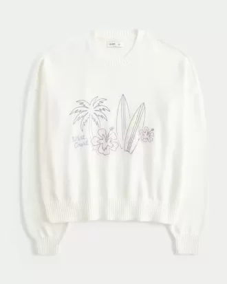 Einfacher West Coast Beach Graphic Crew Sweater