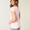 Einfaches Babydoll-Oberteil mit kurzen Ärmeln und Spitzenbesatz