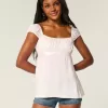 Einfaches Babydoll-Top aus Satin zum Binden Einfaches Babydoll-Top aus Satin zum Binden