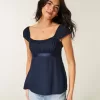 Einfaches Babydoll-Top aus Satin zum Binden