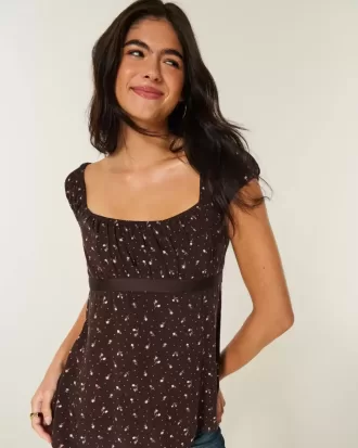 Einfaches Babydoll-Top aus Satin zum Binden