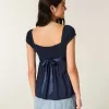 Einfaches Babydoll-Top aus Satin zum Binden