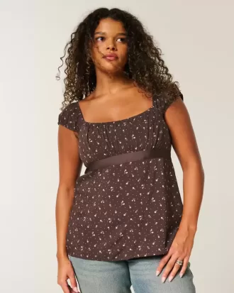 Einfaches Babydoll-Top aus Satin zum Binden