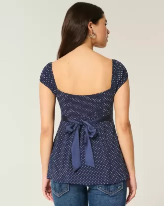 Einfaches Babydoll-Top aus Satin zum Binden