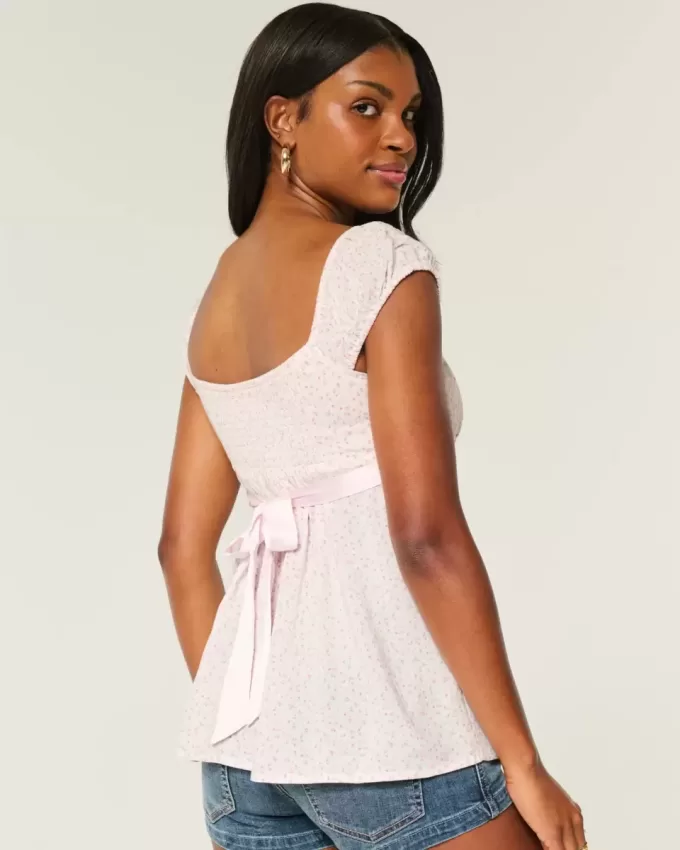 Einfaches Babydoll-Top aus Satin zum Binden Einfaches Babydoll-Top aus Satin zum Binden