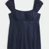 Einfaches Babydoll-Top aus Satin zum Binden