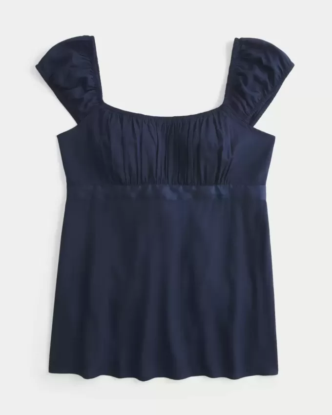Einfaches Babydoll-Top aus Satin zum Binden
