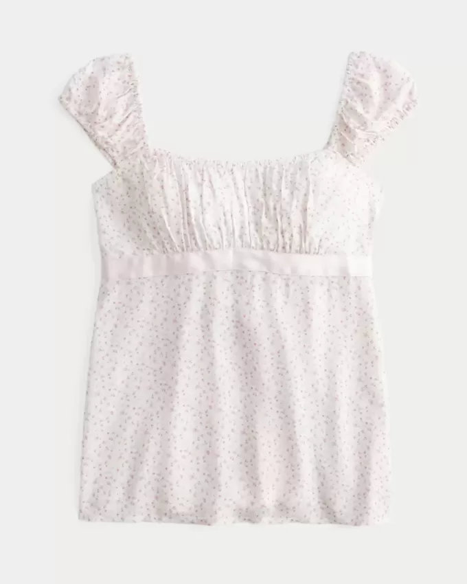 Einfaches Babydoll-Top aus Satin zum Binden Einfaches Babydoll-Top aus Satin zum Binden