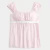Einfaches Babydoll-Top aus Satin zum Binden Einfaches Babydoll-Top aus Satin zum Binden