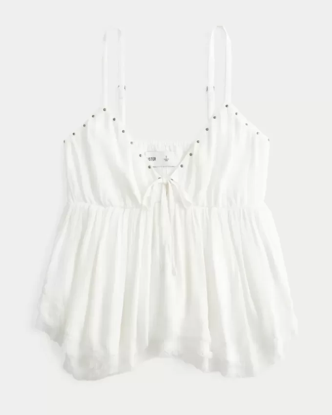 Einfaches Babydoll-Top mit Nieten