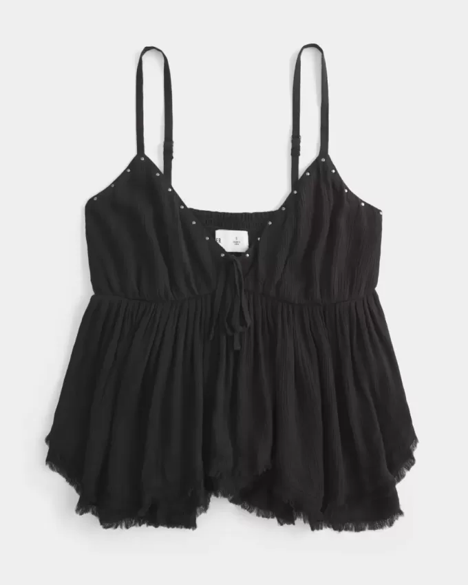 Einfaches Babydoll-Top mit Nieten