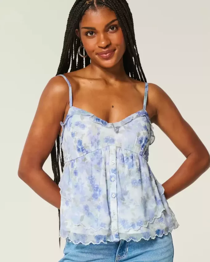 Einfaches Chiffon-Babydoll-Top