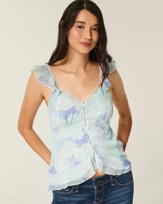 Einfaches Chiffon-Babydoll-Top