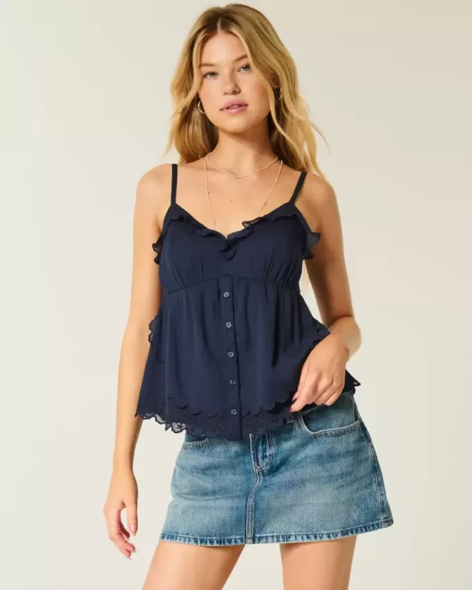 Einfaches Chiffon-Babydoll-Top
